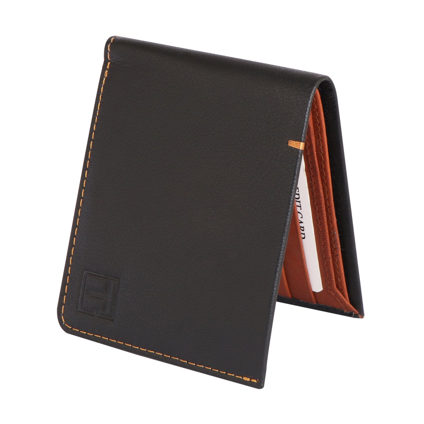 Men Black and Tan Bi-fold Leather Wallet