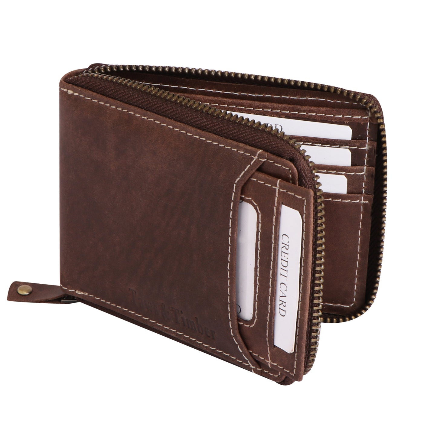 Men Chestnut Brown Bi-fold Genuine Leather Wallet