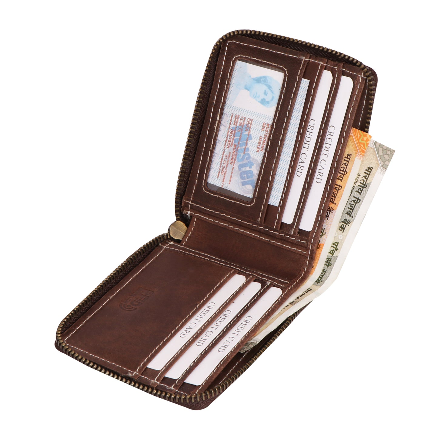 Men Chestnut Brown Bi-fold Genuine Leather Wallet