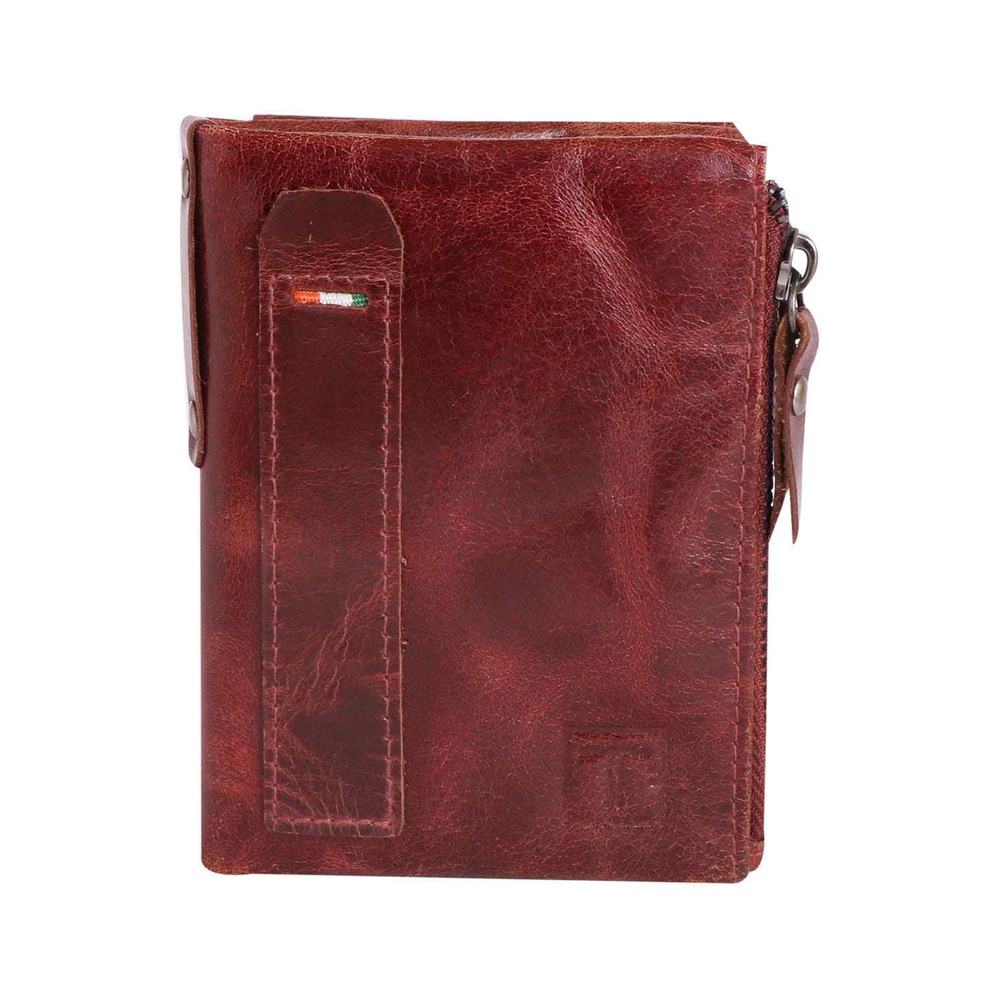 Men Brown Zip-around Leather Wallet