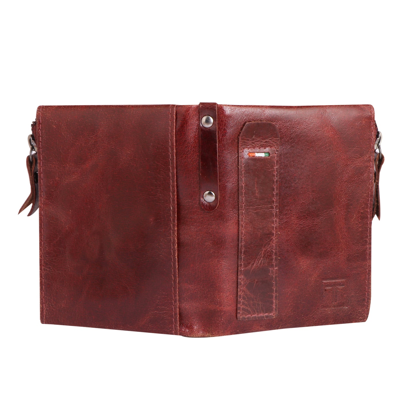 Men Brown Zip-around Leather Wallet