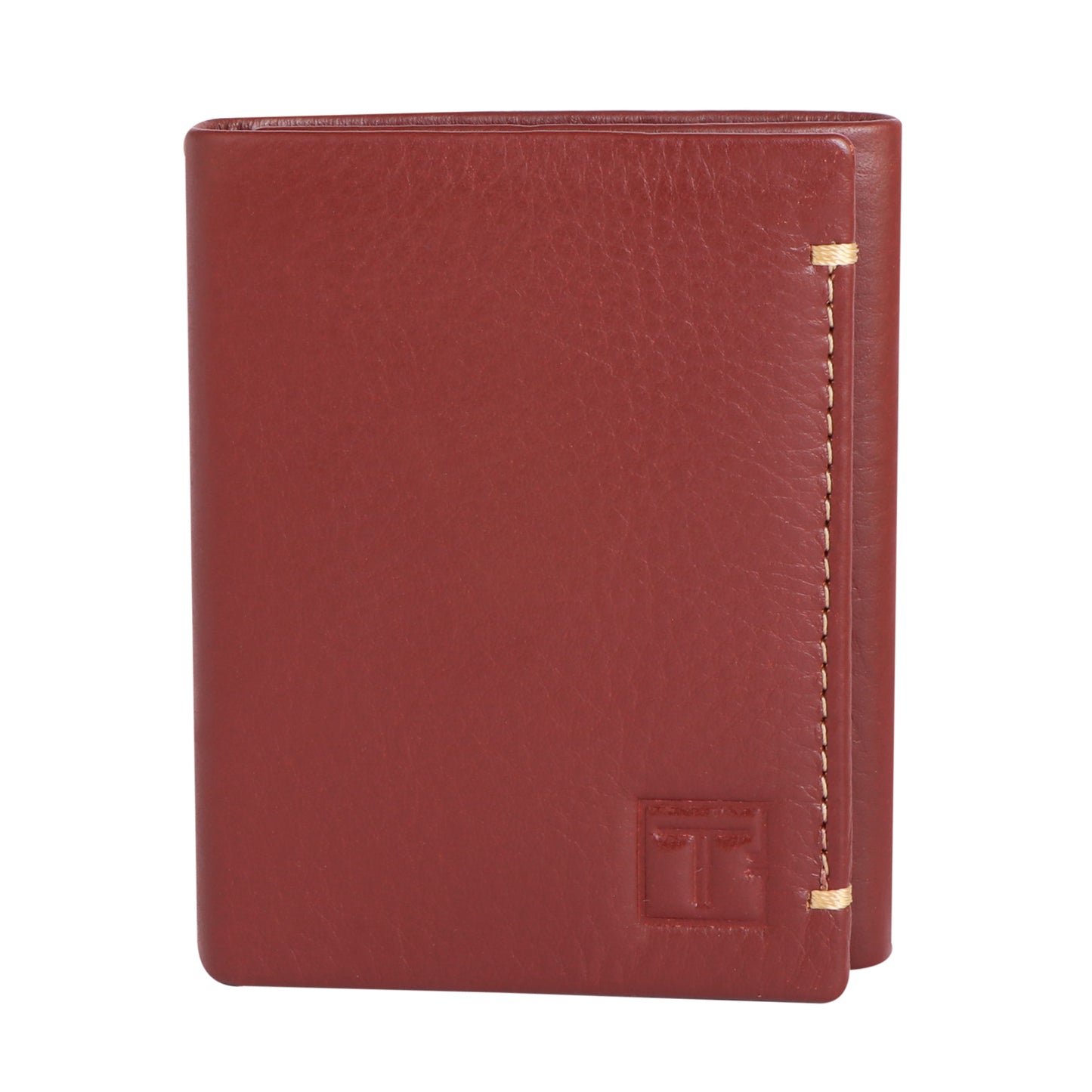 Men Maroon Brown Leather Bi-fold Wallet