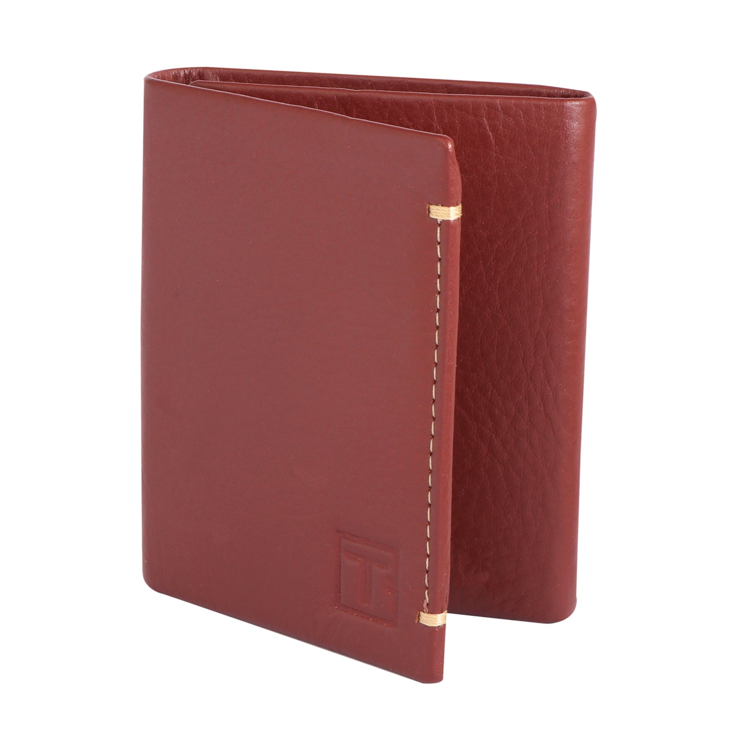 Men Maroon Brown Leather Bi-fold Wallet