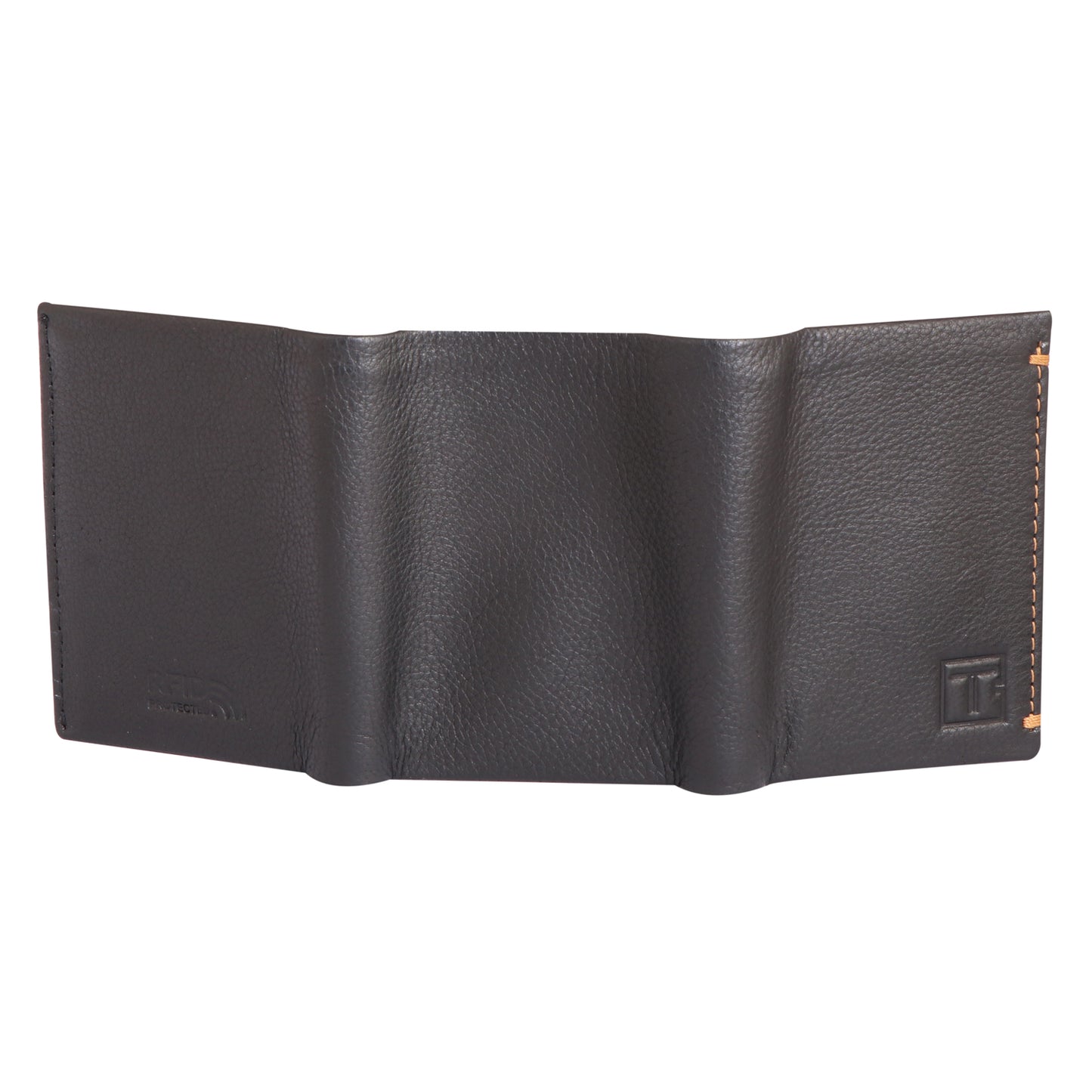 Men Charcoal Brown Tri-Fold Leather Wallet