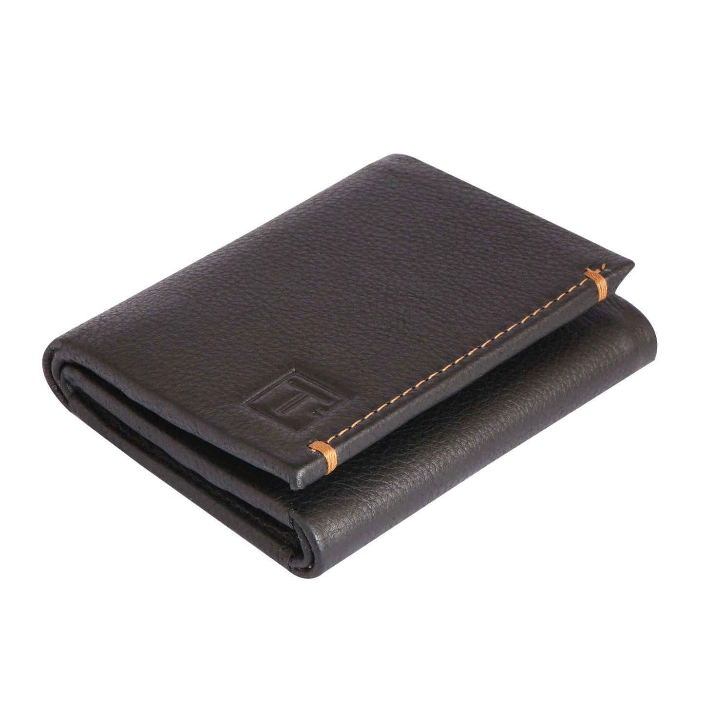 Men Charcoal Brown Tri-Fold Leather Wallet