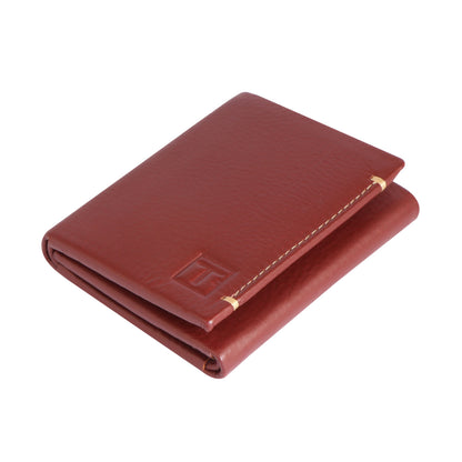 Men Maroon Brown Leather Bi-fold Wallet