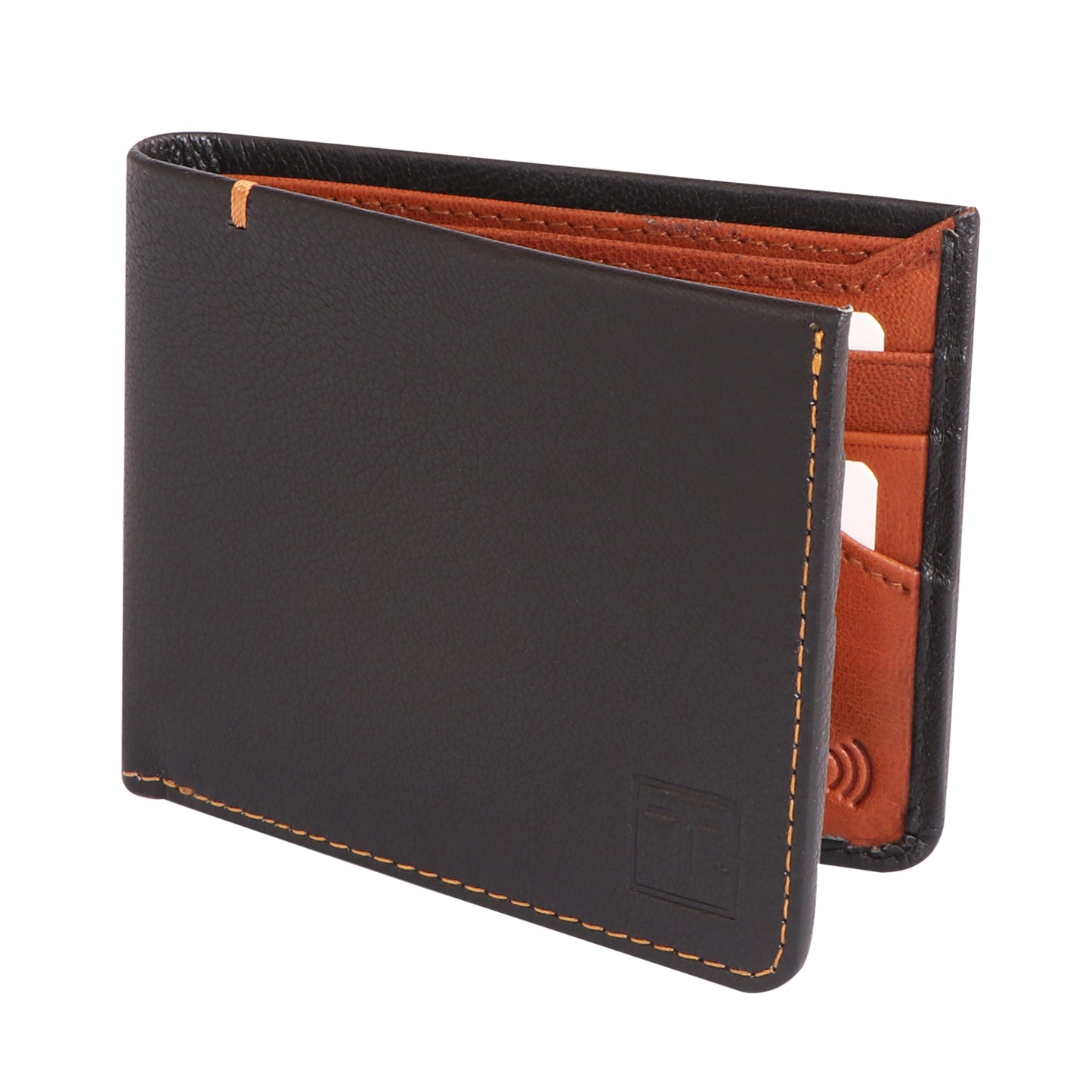 Men Black and Tan Bi-fold Leather Wallet