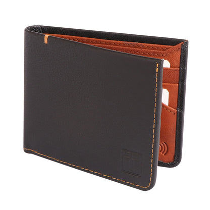 Men Black and Tan Bi-fold Leather Wallet