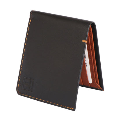 Men Black and Tan Bi-fold Leather Wallet
