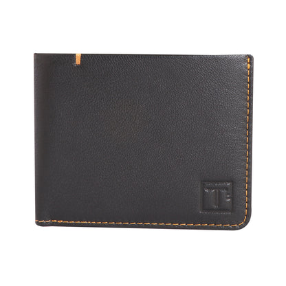 Men Black and Tan Bi-fold Leather Wallet