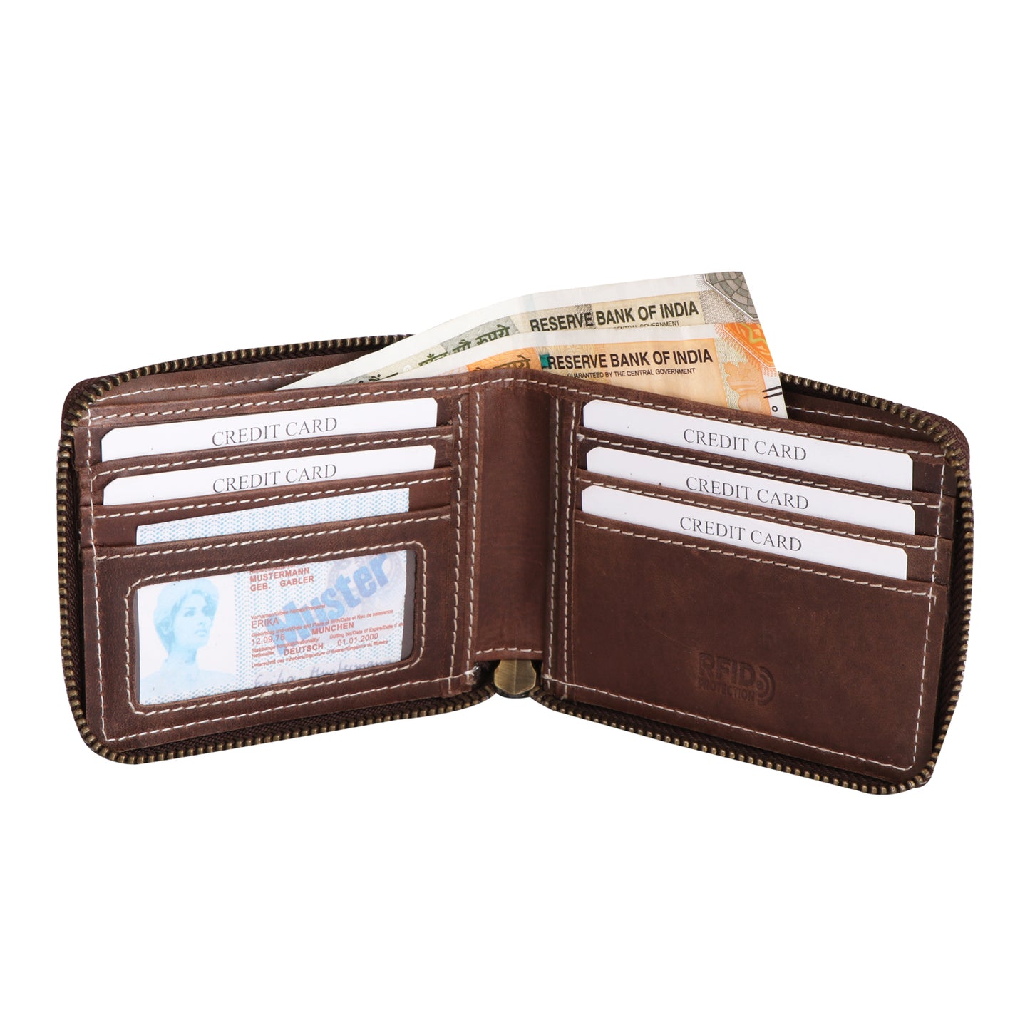 Men Chestnut Brown Bi-fold Genuine Leather Wallet