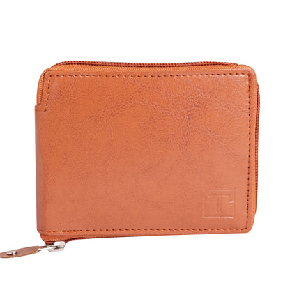 Men Tan Zip-around Artificial Wallet