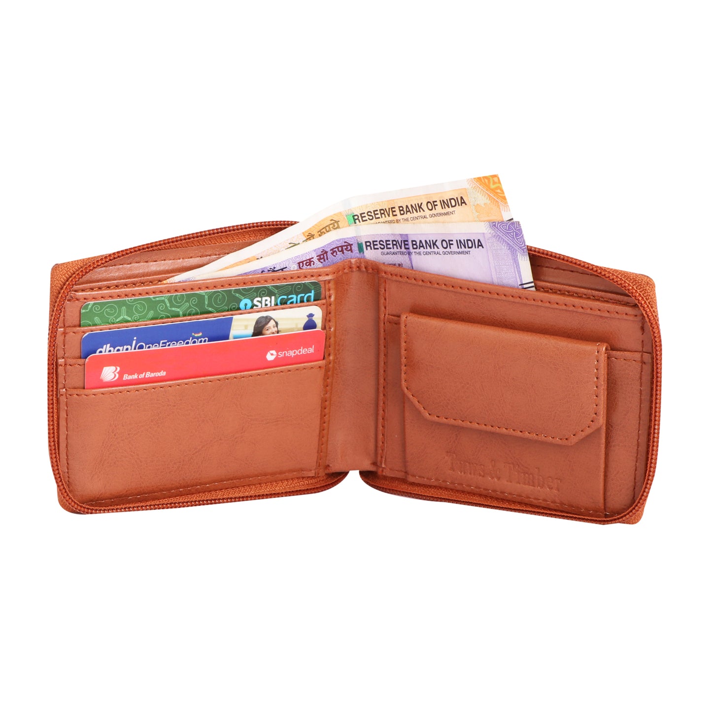 Men Tan Zip-around Artificial Wallet