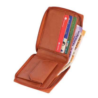 Men Tan Zip-around Artificial Wallet